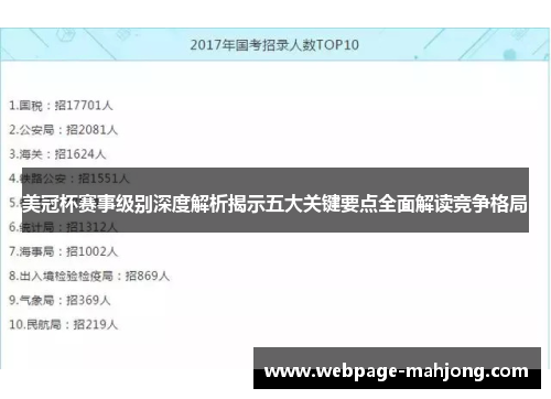 美冠杯赛事级别深度解析揭示五大关键要点全面解读竞争格局
